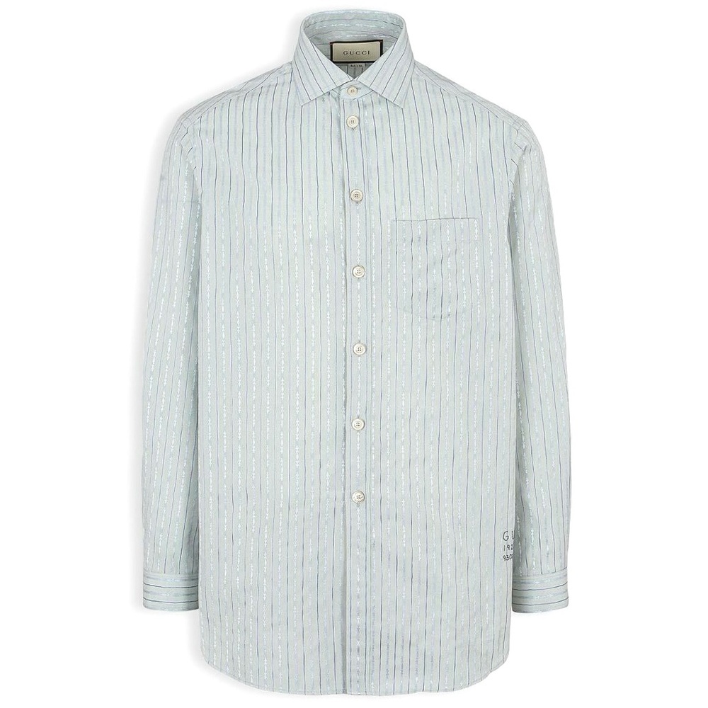 Gucci NWT Logo Embroidered Azure Blue Shirt